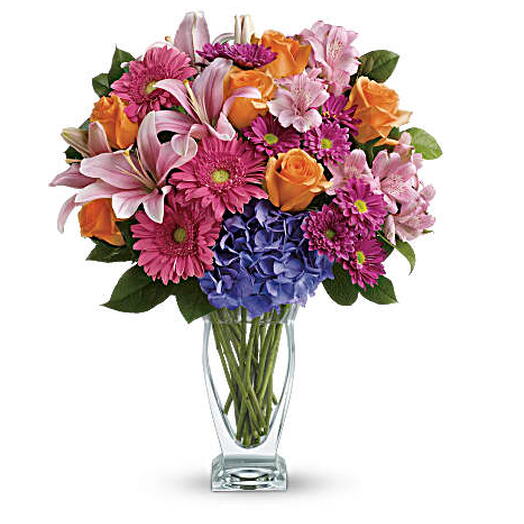 Wondrous Wishe (hydrangea, lilies, roses, mums, alstro + vase)