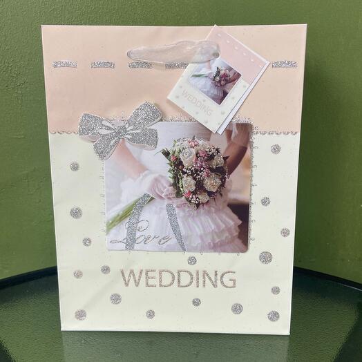 Пакет подарочный с открыткой «Wedding»