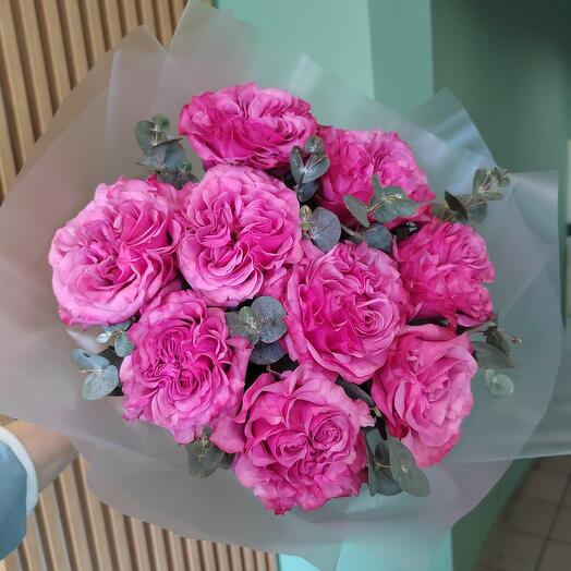 Пионовидные розы 9 шт