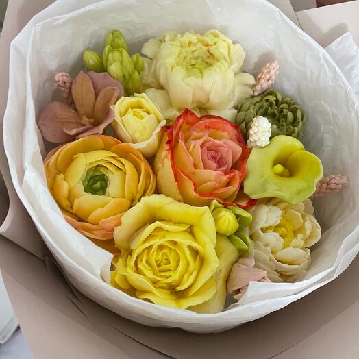 Souffle  flower bouquet /букет из суфле цветов 20 cm