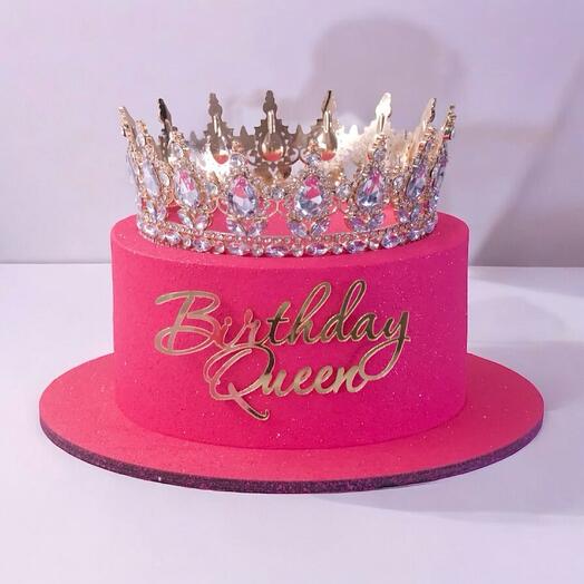 Торт с короной и блестками, которые сдуваются