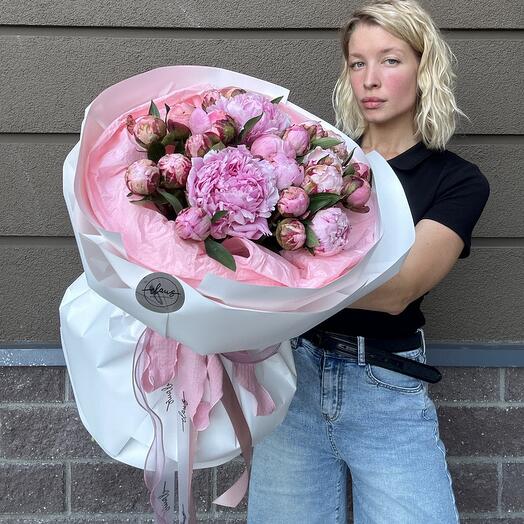 Букет L из розовых пионов
