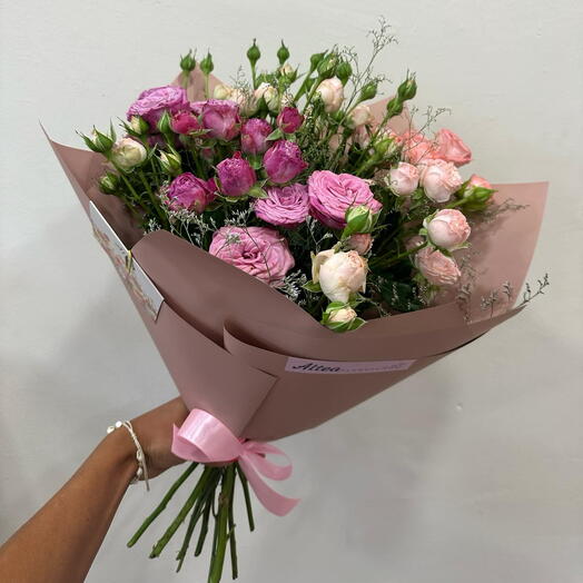 Colorful small spray roses bouquet