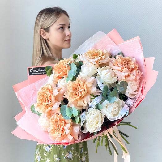 Персиковый букет с пионами 🧡