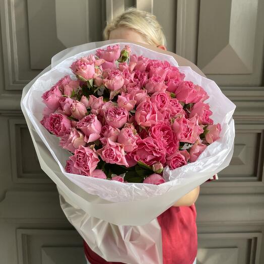 🎀 11 кустовых роз пинк дидикейшн