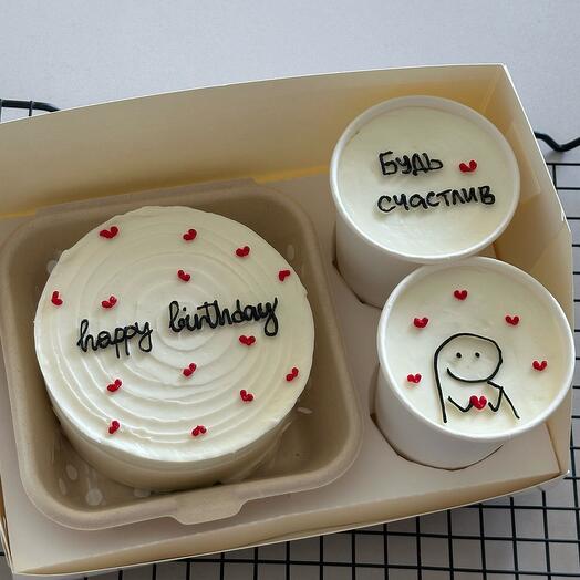 Набор подарочный бенто торт и тортики в стакане, Cake to go в подарок
