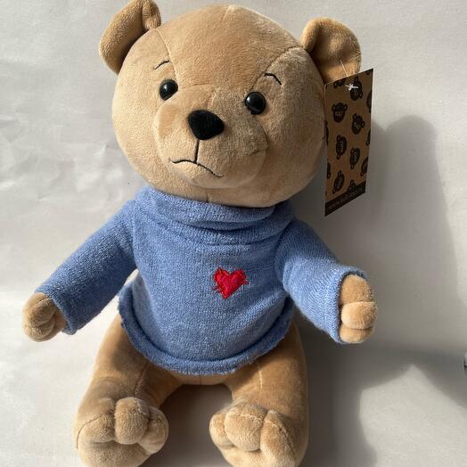 Кофейный мишка в свитере 30 см 🧸