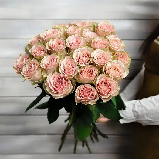 23 нежно-розовые розы Эквадор 50 см