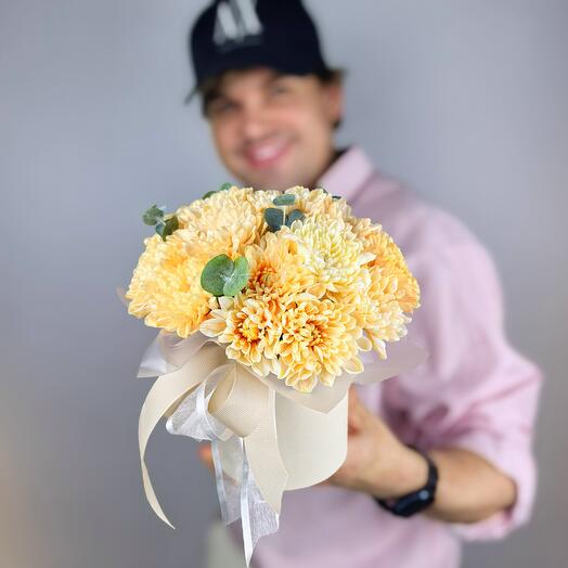 Шляпная коробка Оранжевая кустовая хризантема Алтай 3 шт