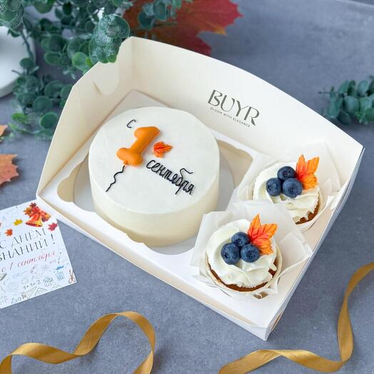 Набор бенто торт и 2 капкейка к 1 сентября