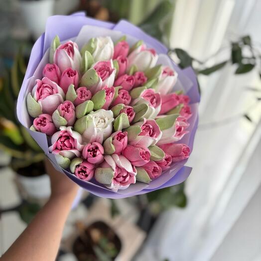 Тюльпаны из зефира розовые