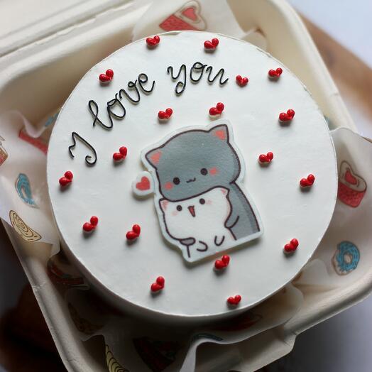 Бенто торт I love you с котиками