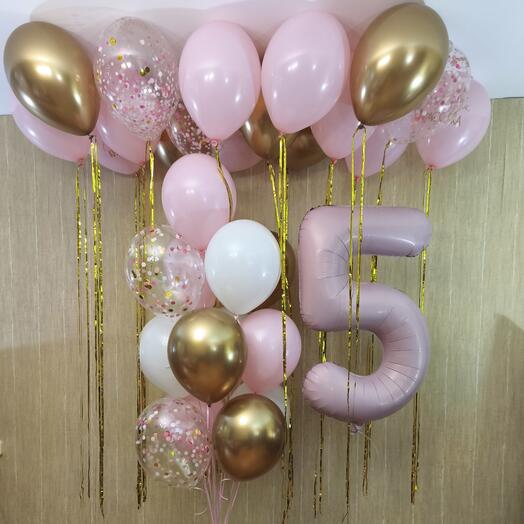 Набор шаров  дочке на 5 лет