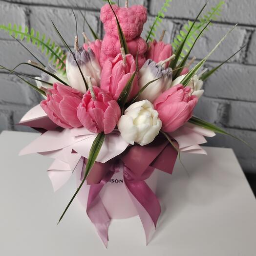 Букет цветов из свечей светящийся, с ароматом свежий цитрус