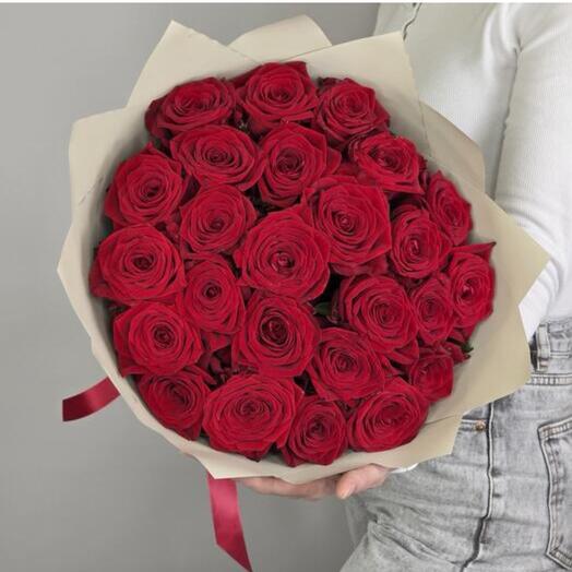Монобукет красных роз 25шт