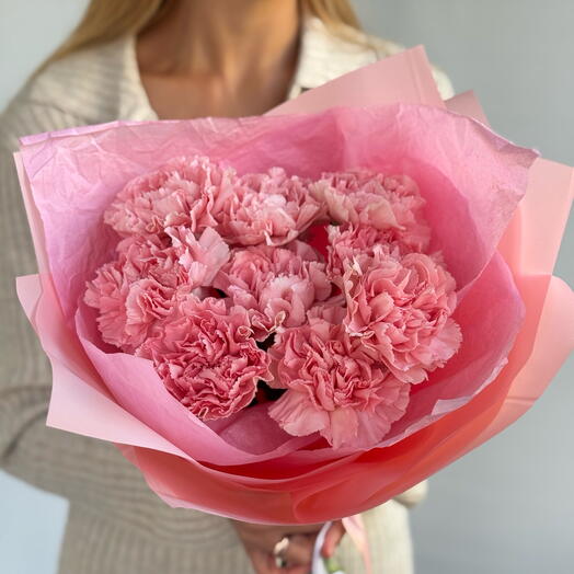 Букет розовых кружевных диантусов 9 шт