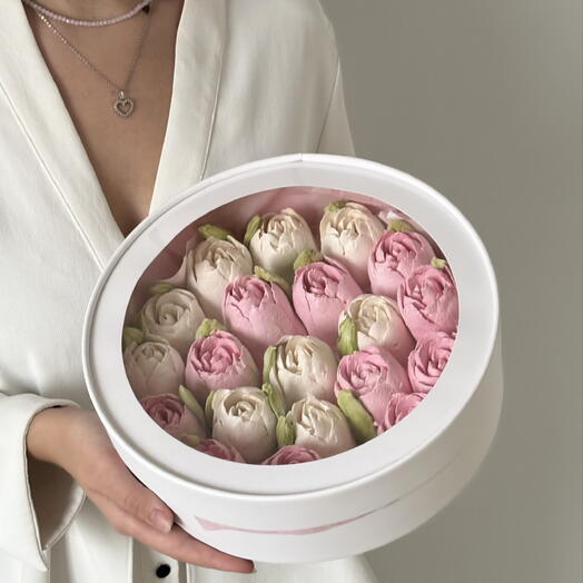 Тюльпаны из зефира пионовидные, диаметр 25 см для маме на День матери