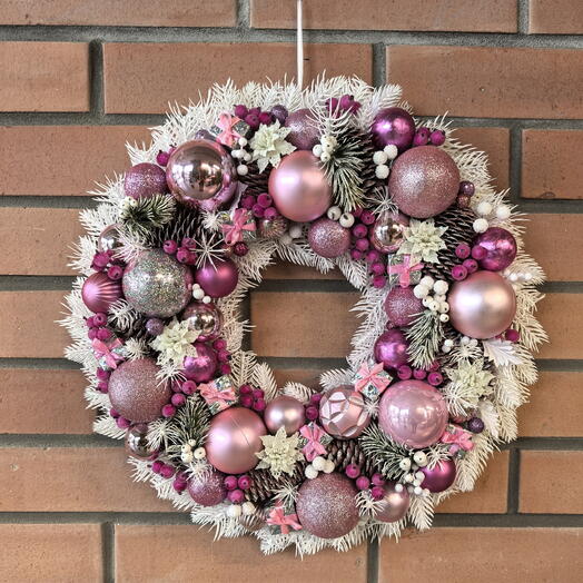 Новогодний венок, розовый