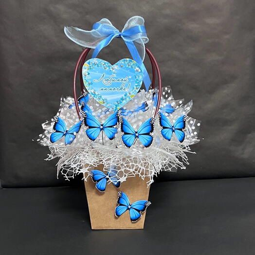 Букет корзинка Сердце бабочек 🦋