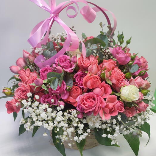 Корзина с розочками