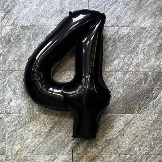 Шар цифра 4, черная, 102 см