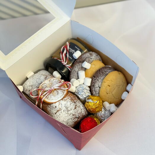 Новогодний подарочный набор , рождественский кекс, соленая карамель, печенье и трюфели