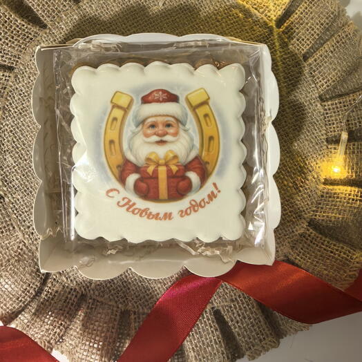 Имбирный пряник Подковы 10×10 см (оживающий) в подарочной упаковке