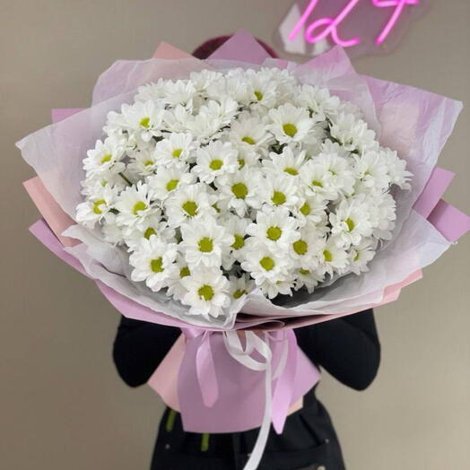 Для любимой нежный букет 🌸Хризантема кустовая ромашкой 13 шт