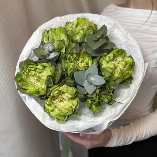 Букет из пионовидных зеленых роз сорта veggie 🌱