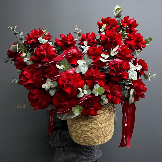 Basket of red roses