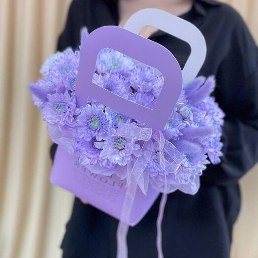 Кустовая хризантема лаванда в сумочке 💜