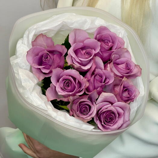 Сиреневая 💜 Кенийская роза  9 штук в упаковке