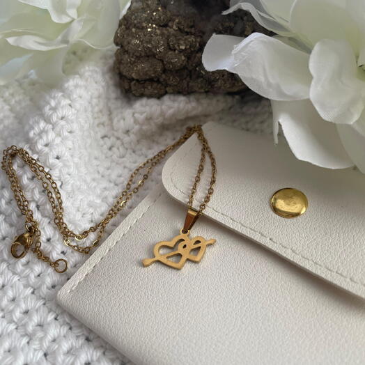 double heart pendant with an arrow