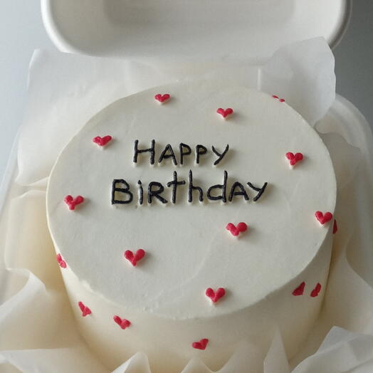 Бенто торт с надписью Happy birthday и сердечками♥️