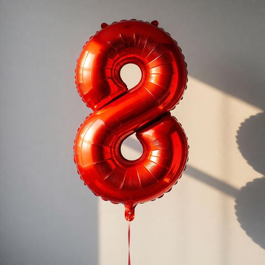 Фольгированная цифра «8» в красном цвете, 102 см