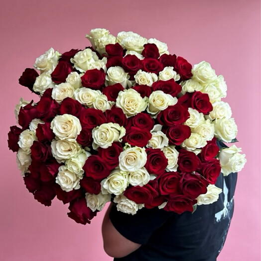 White Red (101 роза красно-белая )