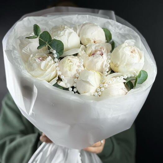 Шикарные белые итальянские пионы с жемчугом 🌸💕