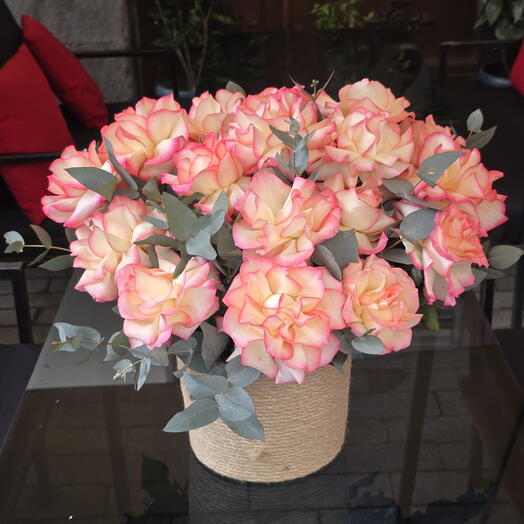 Basket with French roses