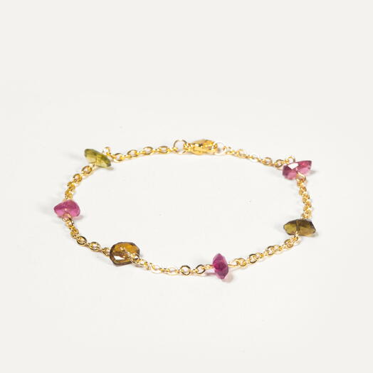 Браслет Жимолость Турмалин микс 14K 17 см (BRA1188)