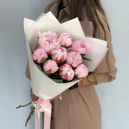 Букет из 9 пионов 🌸 (свежая поставка)