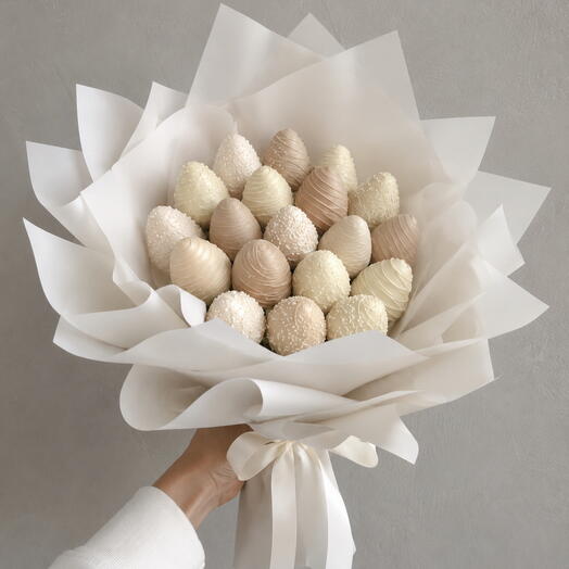 Букет клубники в шоколаде 19 ягод White