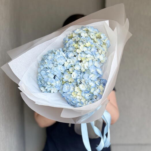 Голубая гортензия 💙 монобукет из трех гортензий