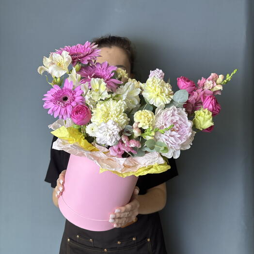 Летняя композиция в шляпной коробке 💞💗🎀