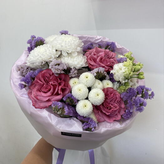 Сборный сиреневый букет с пионовидными розами 💜Bloom room💜