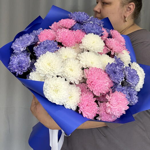 Букет микс хризантемы
