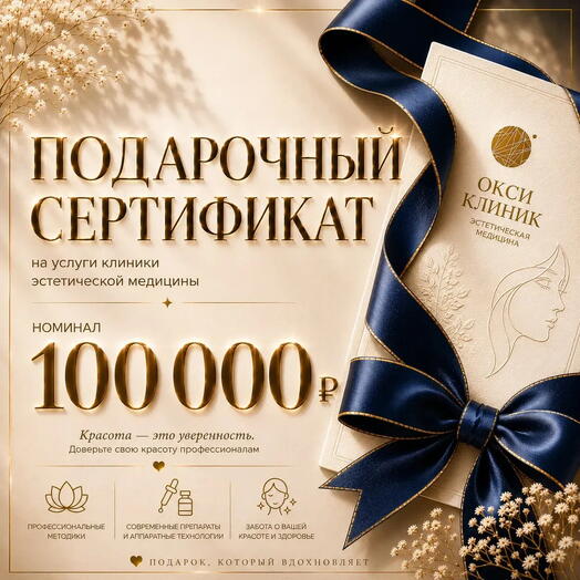 Сертификат на 100 000 рублей в клинику эстетической косметологии