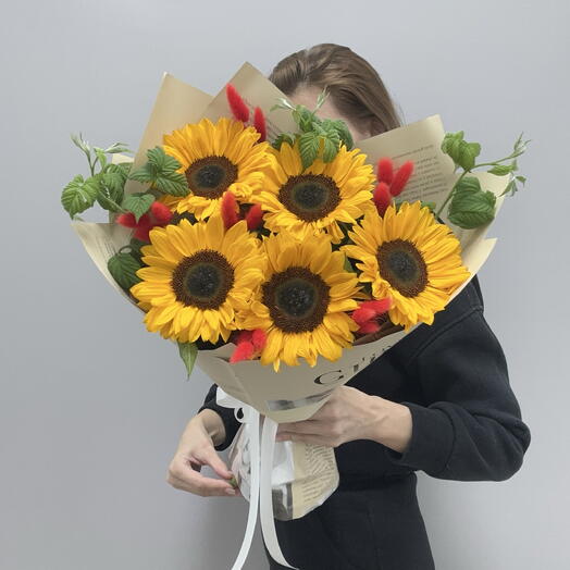 Букет из подсолнухов «Утро в деревне»🌻♥️