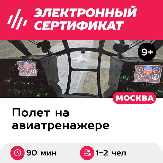 Подарочный сертификат Полет на авиатренажере вертолета Ми-8МТВ-2, 90 минут для 1-2 чел., будни