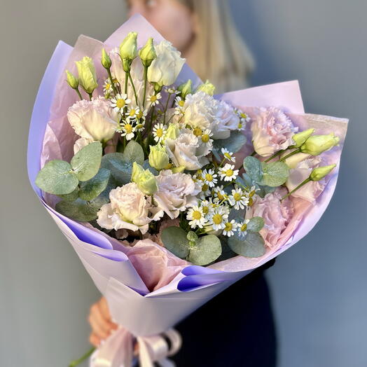 Дуо-букет с эустомой и ромашкой ️🌸
