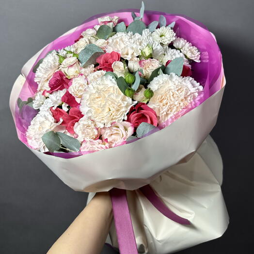 Розовый вальс (5537) диантусы,кустовые розы